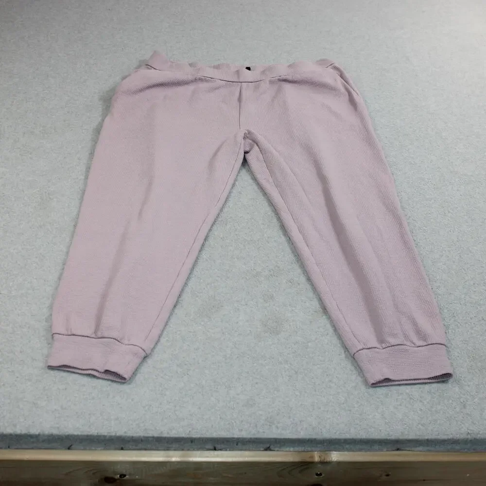 Eileen Fisher Hoodie Jogger Pants Set Women Large Purple Waffle Knit Loungewear